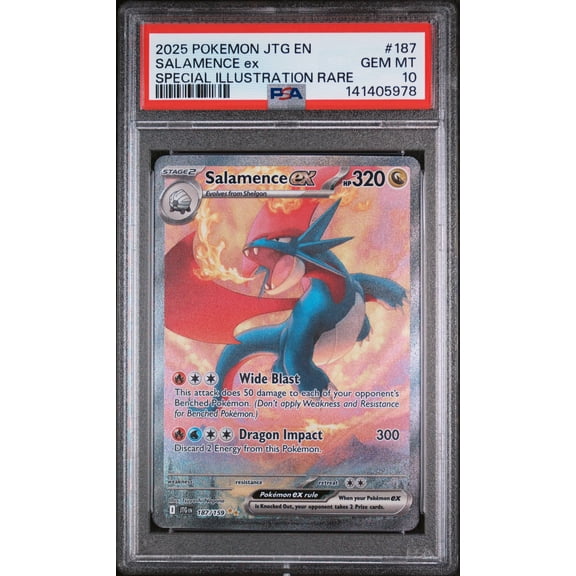 Graded PSA 10 Salamence EX Special Illustration Rare Pokemon Journey Together JTG EN #187 Trading Card