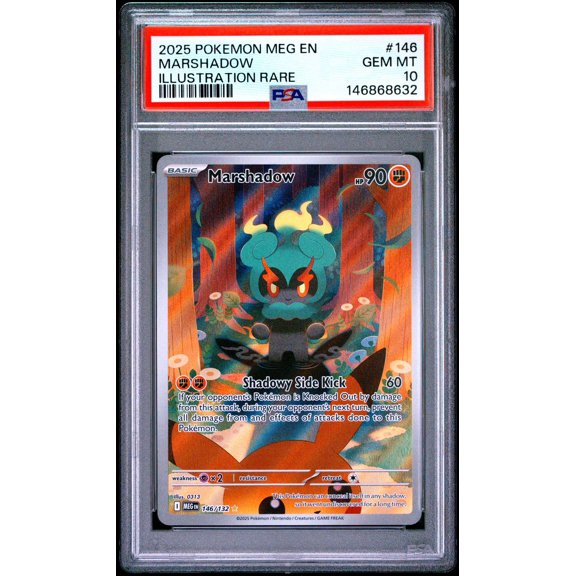 Graded PSA 10 2025 Pokemon Meg EN Mega Evolution Marshadow Illustration Rare #146 Trading Card