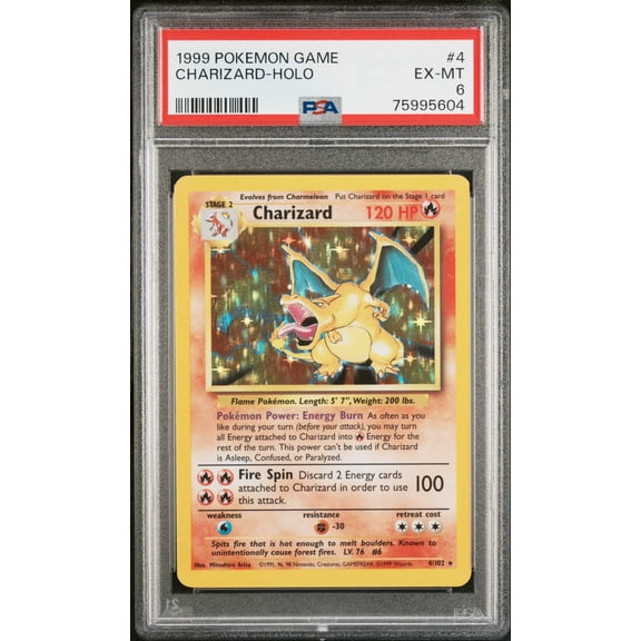 Graded PSA 6 1999 Pokmon Game Charizard Holo #4 Card