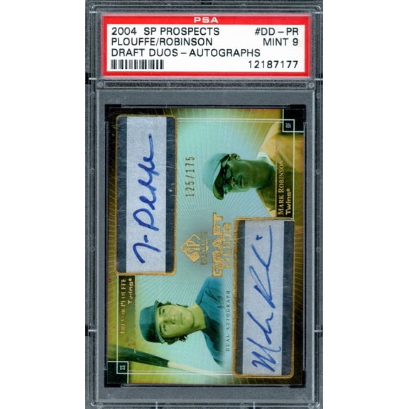 Graded PSA 9 2004 SP Prospects Draft Duos Gold Spectrum Auto /175 Baseball Trading Card Mark Robinson Trevor Plouffe