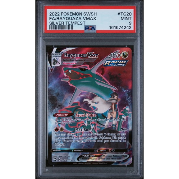 Graded PSA 9 Rayquaza VMAX 2022 Pokemon SWSH Silver Tempest TG20 Trainer Gallery