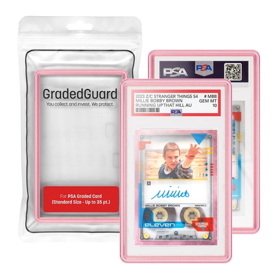 GradedGuard Jewel Case PSA Card Slab Protector, Translucent Vibrant Color Frame, Standard Size, Drop & Scratch Proof Holder for Graded Sports TCG Cards - Rose Quartz