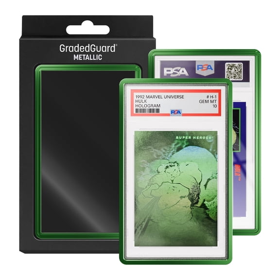 GradedGuard Metallic Matte PSA Card Slab Protector Case - Premium Gold Silver Crimson Viridian Color Frame - 35pt Standard Size Drop Protection for Graded Sports TCG Trading Cards - Viridian