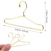 Gradeneve 10 Pcs Mini Clothes Hangers 2.5 Inch Tiny Gold Metal Hangers for Dollhouse 16 Scale Doll Wardrobe Accessories for Delicate Dresses & Display