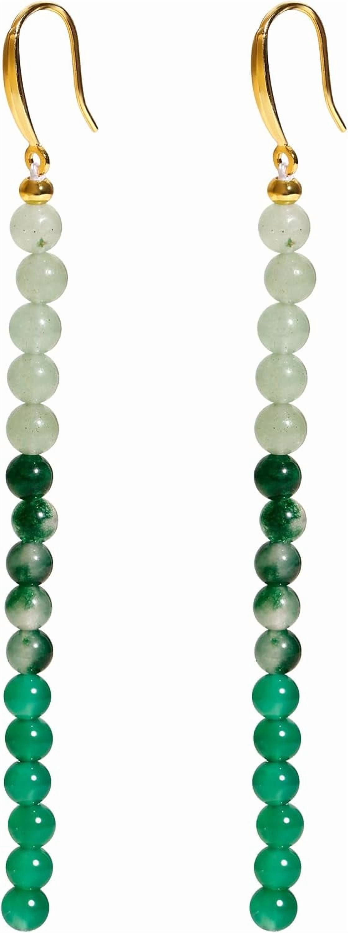 Gradient Agate Long Beaded Earrings Unique Crystals Dangle Earrings for Women Contemporary Boho Jewelry Gifts[z229]