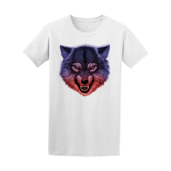 Gradient Angry Wolf Head T-Shirt Men -Image by Shutterstock, Male Large
