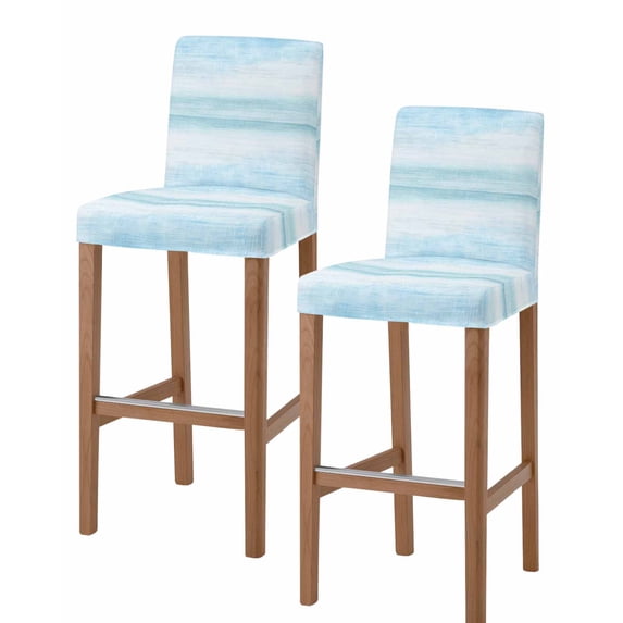 Gradient Aqua Blue Bar Stool Covers Set of 2, Modern Rustic Minimalist Pastel Solid Stretch Washable Bar Chair Covers with Backs, Removable Pub Counter Height Chair Cover for Kitchen Dining Room Cafe