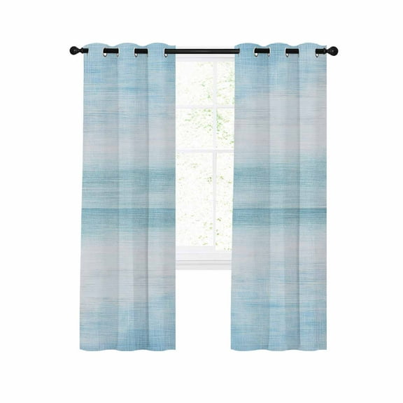 Gradient Aqua Blue Blackout Curtains 96 Inches Long for Bedroom, Modern Rustic Minimalist Pastel Solid Thermal Insulated Room Darkening Black Out Window Curtain Panels Grommet Drapes for Living Room