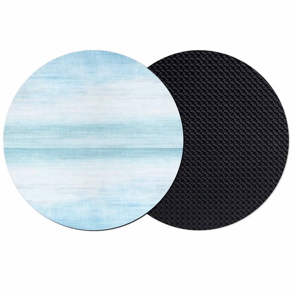 Gradient Aqua Blue Coasters Set of 2, Soft Absorbent Coasters for Drinks, Modern Rustic Minimalist Pastel Solid Non-Slip Cup Coaster Mat with Rubber Bottom for Home Kitchen Coffee Bar Table Decor 4"