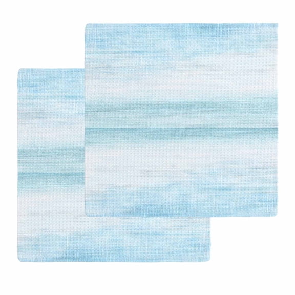 Gradient Aqua Blue Dish Towels Set,Waffle Weave Kitchen Towels 2 Pieces,Microfiber Hair Face Bath Tea Towel Absorbent Quick Drying Cleaning Dish Cloths,Modern Rustic Minimalist Pastel Solid 12"x12"