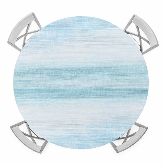 Gradient Aqua Blue Round Tablecloth for 36-44 Inch Tables,Fitted Table Cover with Elastic Edge,Modern Rustic Minimalist Pastel Solid Waterproof Outdoor Table Cloth Protector for Patio Garden Dinner