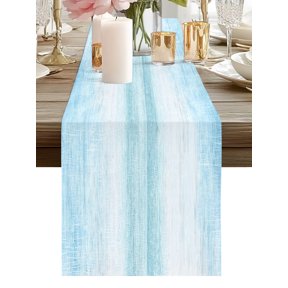 Gradient Aqua Blue Table Runners 36 Inches Long Modern Rustic Pastel Solid Kitchen Dining Table Runner Dresser Scarves for Party Coffee Holiday Party Decor