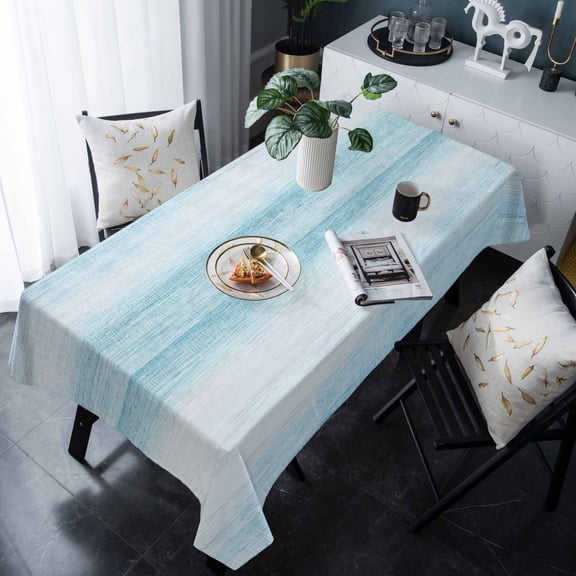 Gradient Aqua Blue Tablecloth Rectangle Table Cloth 60x120 , Waterproof Tablecloth Outdoor Table Cloth, Modern Rustic Minimalist Pastel Solid Washable Table Cover for Kitchen Dining Party