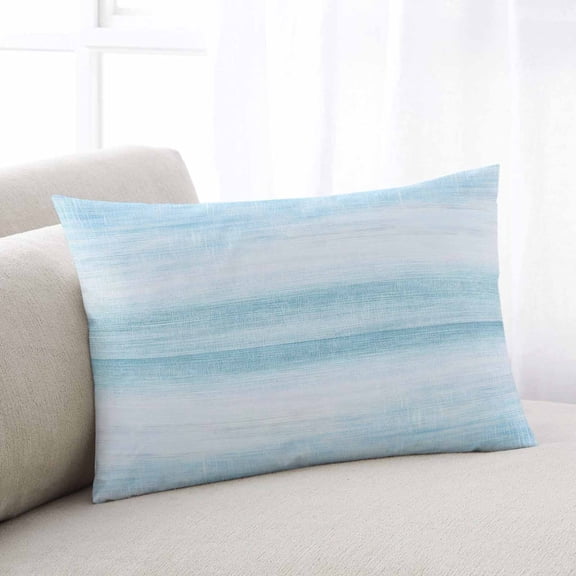 Gradient Aqua Blue Throw Pillow Covers, Modern Rustic Minimalist Pastel Solid Soft Breathable Pillow Cases with Zipper for Sleeping, Toddler Pillowcases for Couch Bed Sofa Chair 12x20 Inches