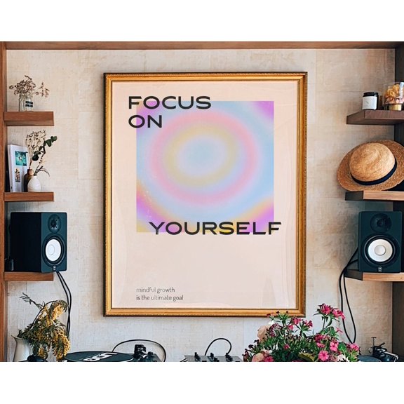 Gradient Art, Mindful Quote, Vintage Psychedelic Poster, Aura Poster, Retro Psychedelic, 70s Home Decor, 70s Decor, 70s Decor, Wall Art, 8x12 UNFRAMED