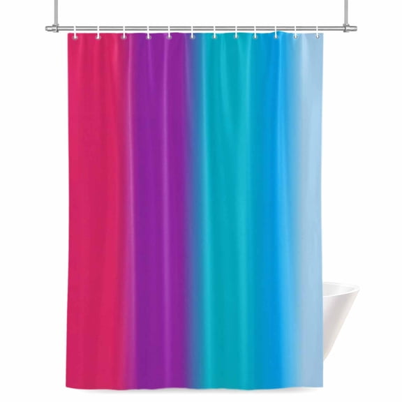 Gradient Art Shower Curtain, 72" x 72", Modern Pink Purple Teal Blue Color Stripes Ombre Waterproof Bathroom Curtain Washable Shower Curtain Set with 12 Hooks