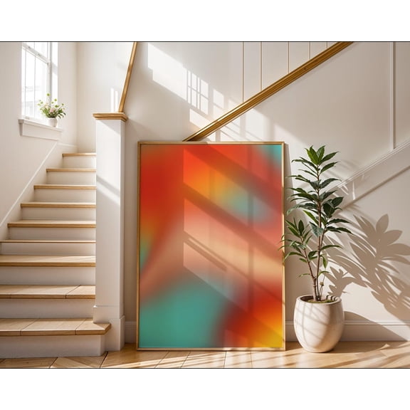 Gradient Aura Poster, Abstract Vibrant Blur Wall Art, Sunset Aesthetic Print, Unframed Paper Poster 8x10in