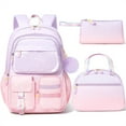 thumbnail image 1 of Gradient Backpack for Girls, 3 PCS Waterproof Kids Backpack with Lunch Box & Pencil Case, Purple Pink, 1 of 7