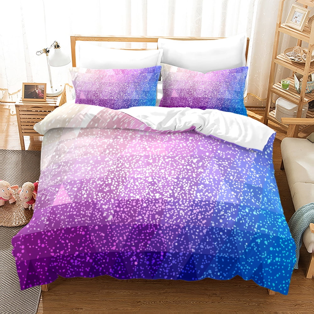 Gradient Bedding Duvet Cover Sets 3 Pieces Abstract Glitter Comforter