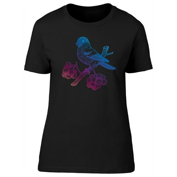 Gradient Bird Branch Graphic T-Shirt Women -Image by Shutterstock, Female Small