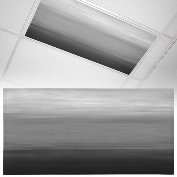 Gradient Black Fluorescent Light Covers Abstract Black Grey White Gradient Water Ripples Magnetic Light Filters Ceiling Lighting Panel Shade for Classroom Office Home 2 x 4 ft, 1 Pack