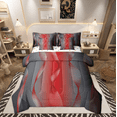 thumbnail image 1 of Gradient Black and Red Comforter Set 7 Piece Bed in a Bag Twin,Silver Foil Print Wave Striped Bedding Sets Abstract Ombre Art Sheet Set with Comforter, 1 of 5