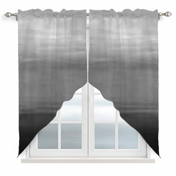 Gradient Black Swag Valances for Windows 2 Pack Abstract Black Grey White Gradient Water Ripples Swag Kitchen Curtains 63 Inches Long Rod Pocket Short Window Treatment for Kitchen Bathroom 36"x63"
