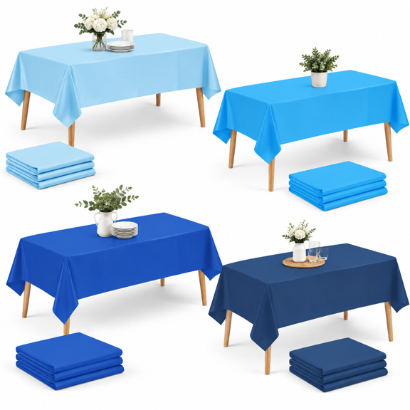 Gradient Blue 12 Pack Disposable Plastic Rectangle Tablecloths 54x108 Inch