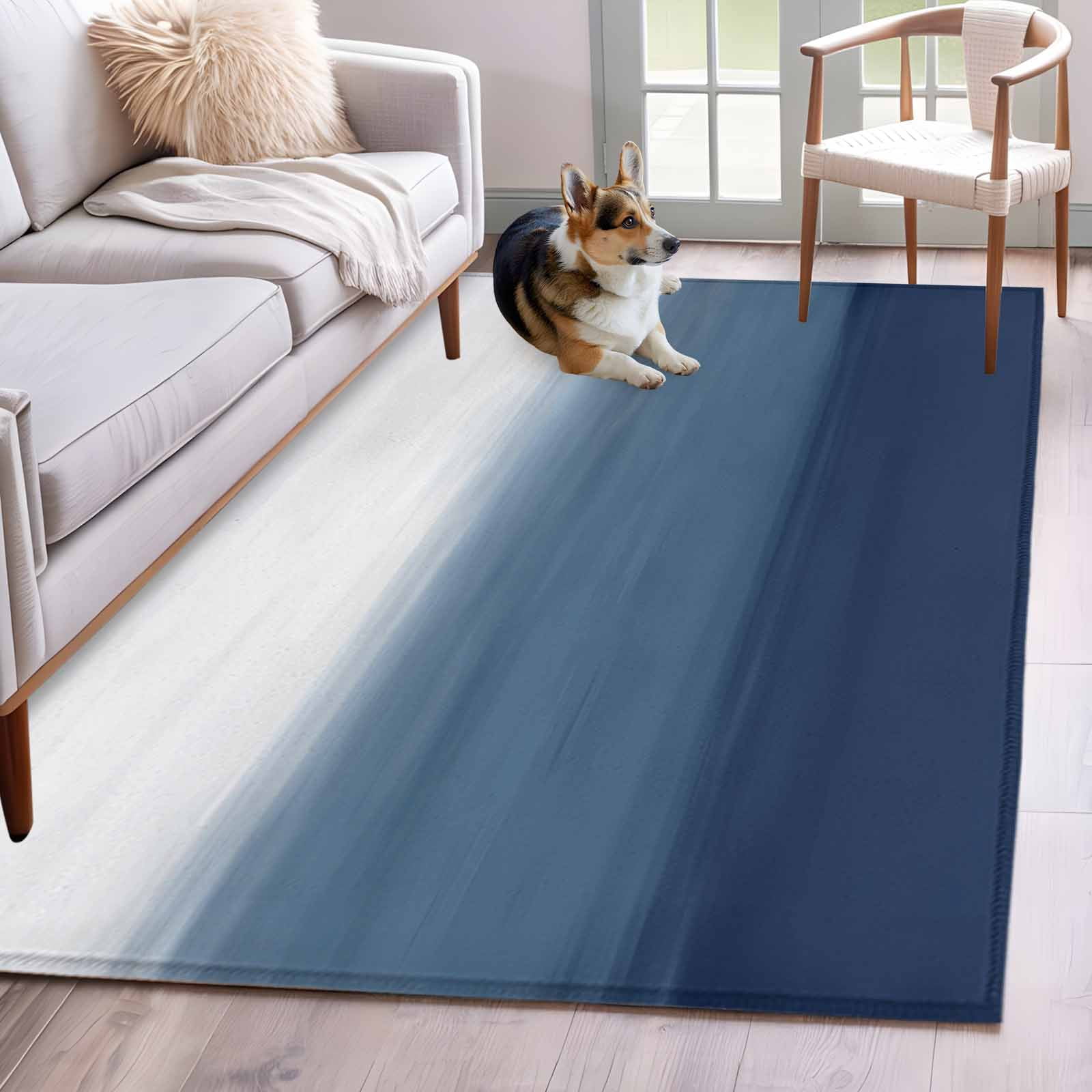 Gradient Blue Area Rugs 3x5 ft Abstract Dark Blue White Gradient Water ...