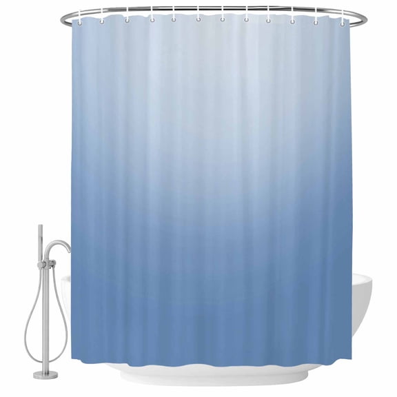 Gradient Blue Bathroom Shower Curtains with Hooks, Solid Simple Style Monochrome Minimalist Waterproof Fabric Washable Shower Curtain for Home Hotel Bathtub Decor 36x72 Inch