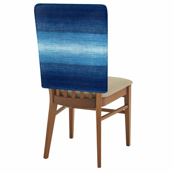 Gradient Blue Navy Chair Covers Set of 8 Linen Texture Summer Pastoral Style Chair Back Covers Stretch Removable Washable Slipcovers Protector for Dining Room Kitchen Party Decor