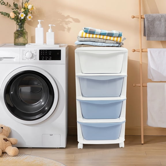 Gradient Blue PP Plastic 36x36x72cm
4-Storey Storage Cabinet With Wheels Large-Capacity Storage Cabinet