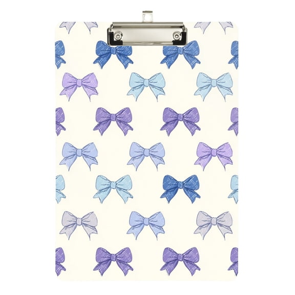 Gradient Blue Purple Bows Acrylic Clipboard Drawing Board with Hook Writing Pad File Storage A4 Size Silver 12.5" x 9"