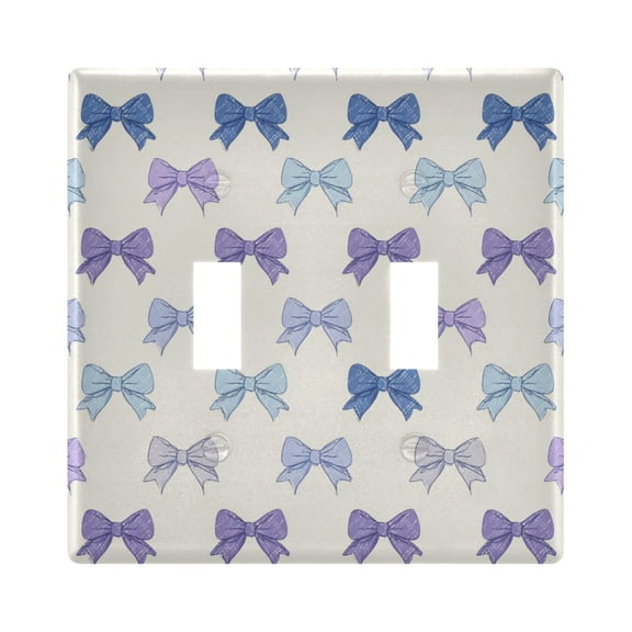 Gradient Blue Purple Bows Light Switch Cover Electrical Outlet Cover Replaceable Wall Plates 2-Gang