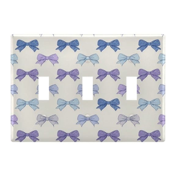 Gradient Blue Purple Bows Light Switch Cover Electrical Outlet Cover Replaceable Wall Plates 3-Gang