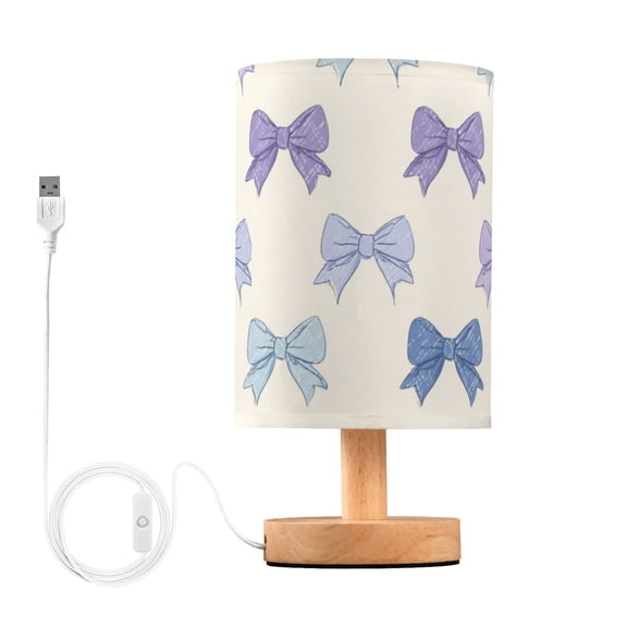 Gradient Blue Purple Bows Table Lamp with USB Port LED Warm Light Lamp Night Light Home Decor