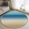 thumbnail image 1 of Gradient Blue Round Living Room Rugs 4 ft, Modern Minimalist Blue Brown Ocean Beach Washable Area Rug with Non-Slip Sturdy Edge Binding Round Carpet for Entryway Kitchen Bedroom Bathroom, 1 of 9