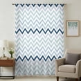 thumbnail image 1 of Gradient Blue Sheer Curtains 45 Inches Long, Geometric Stripes Wave Chevron Pattern Light Filering Curtains, Breathable Simi Curtain Privacy Drapes for Kitchen Bathroom Small Window Treatment, 1 of 9
