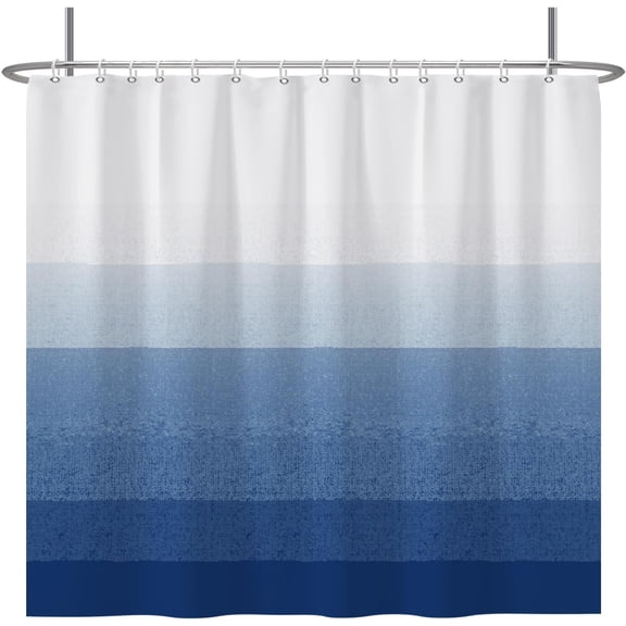 Gradient Blue Shower Curtain Navy Blue Line Texture Grain Creative Design Ornamental Decorative Shower Curtains for Spa Bathtubs Bathroom Decor Polyester Waterproof with Hooks 84x72 Inches