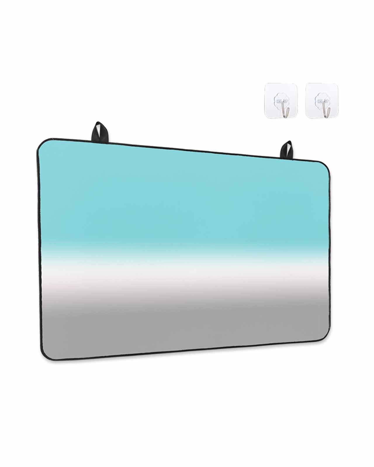 Gradient Blue Stove Top Covers for Electric Stove, 28'x20'' Teal to Grayish White Glass Ceramic Stove Cover Foldable Rubber Mat Heat Resistant Cooktop Protector for Kitchen