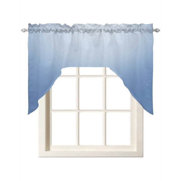 Gradient Blue Swag Valances for Windows 56 x 36 Solid Simple Style Monochrome Minimalist Rod Pocket Light Filtering Window Topper for Kitchen Bathroom Bedroom Living Room