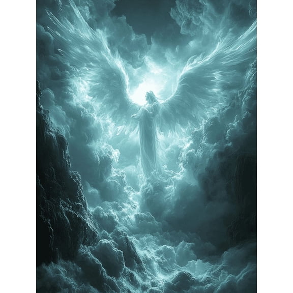 Gradient Blue Teal Aura Canvas Wall Art, Angel Number Affirmation Print, Modern Aesthetic Room Decor Poster