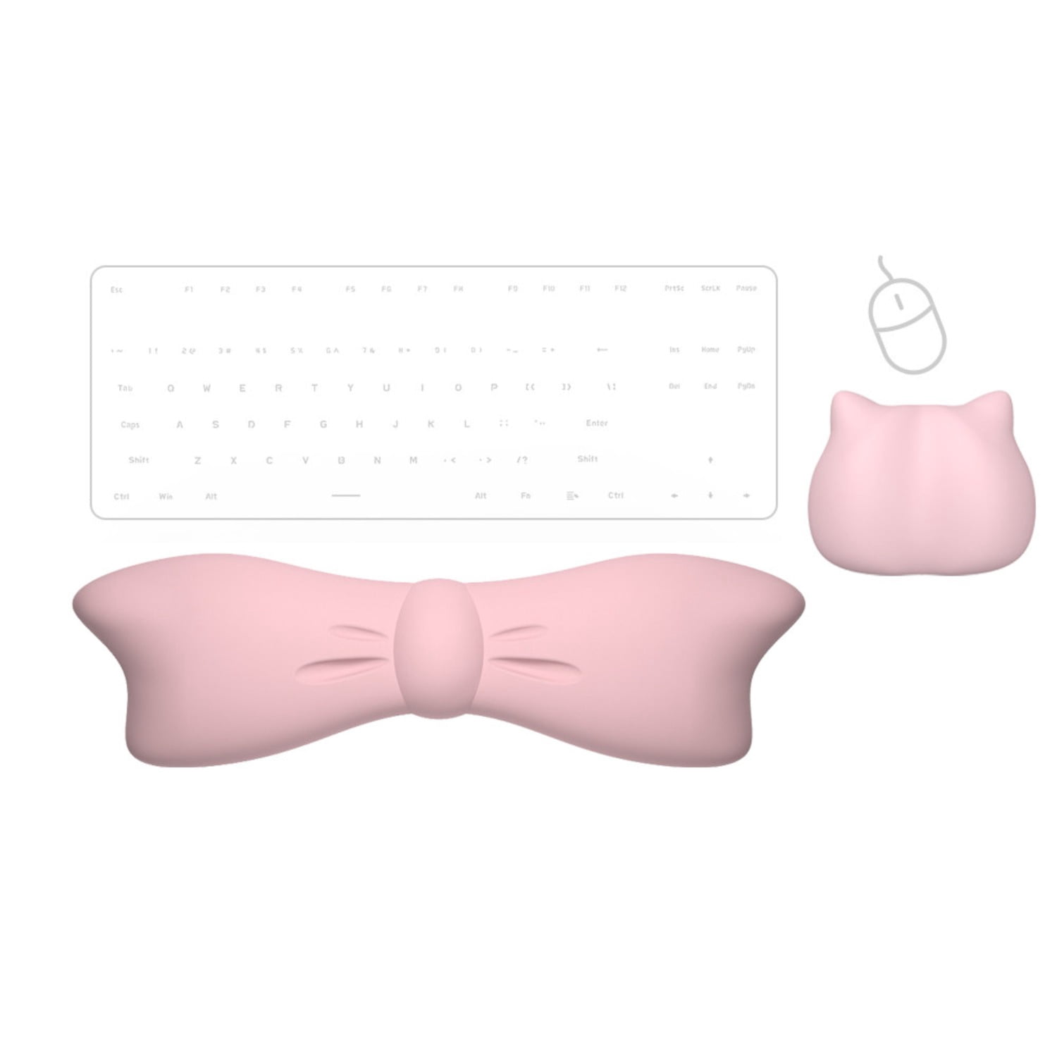 Gradient Bow Milk Silk Keyboard Wrist Rest with Memory Foam, Ergonomic Wrist Support，Mouse Wrist Support Pad for Carpal Tunnel Relief