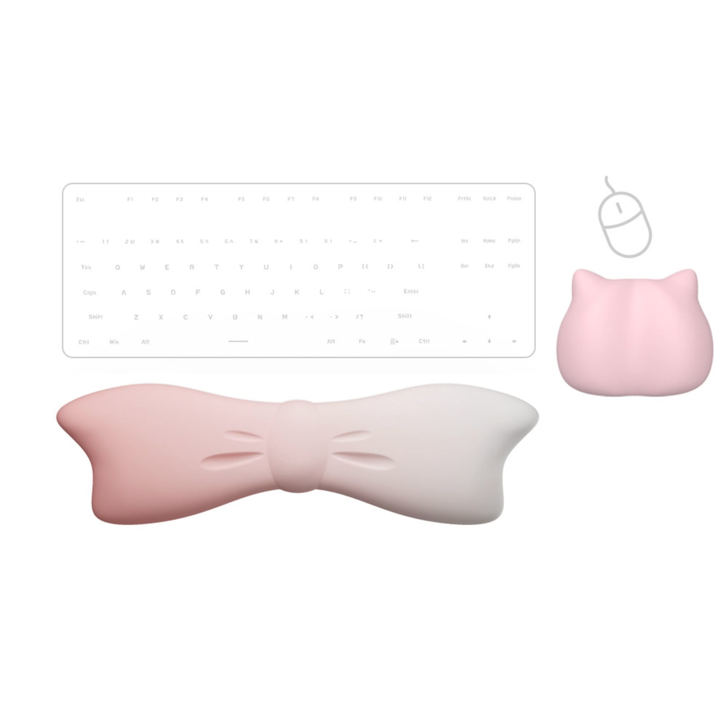 Gradient Bow Milk Silk Keyboard Wrist Rest with Memory Foam, Ergonomic Wrist Support，Mouse Wrist Support Pad for Carpal Tunnel Relief