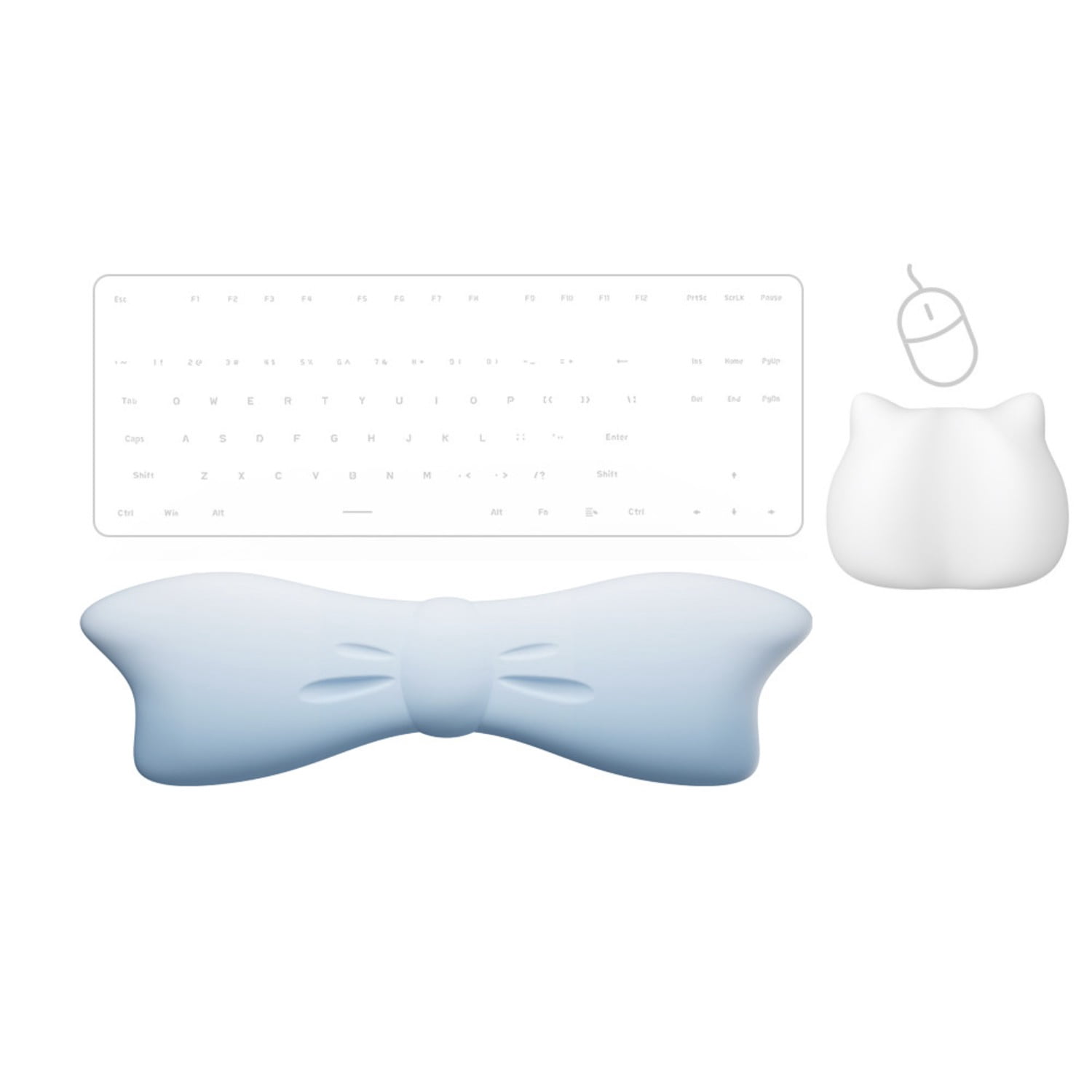 Gradient Bow Milk Silk Keyboard Wrist Rest with Memory Foam, Ergonomic Wrist Support，Mouse Wrist Support Pad for Carpal Tunnel Relief