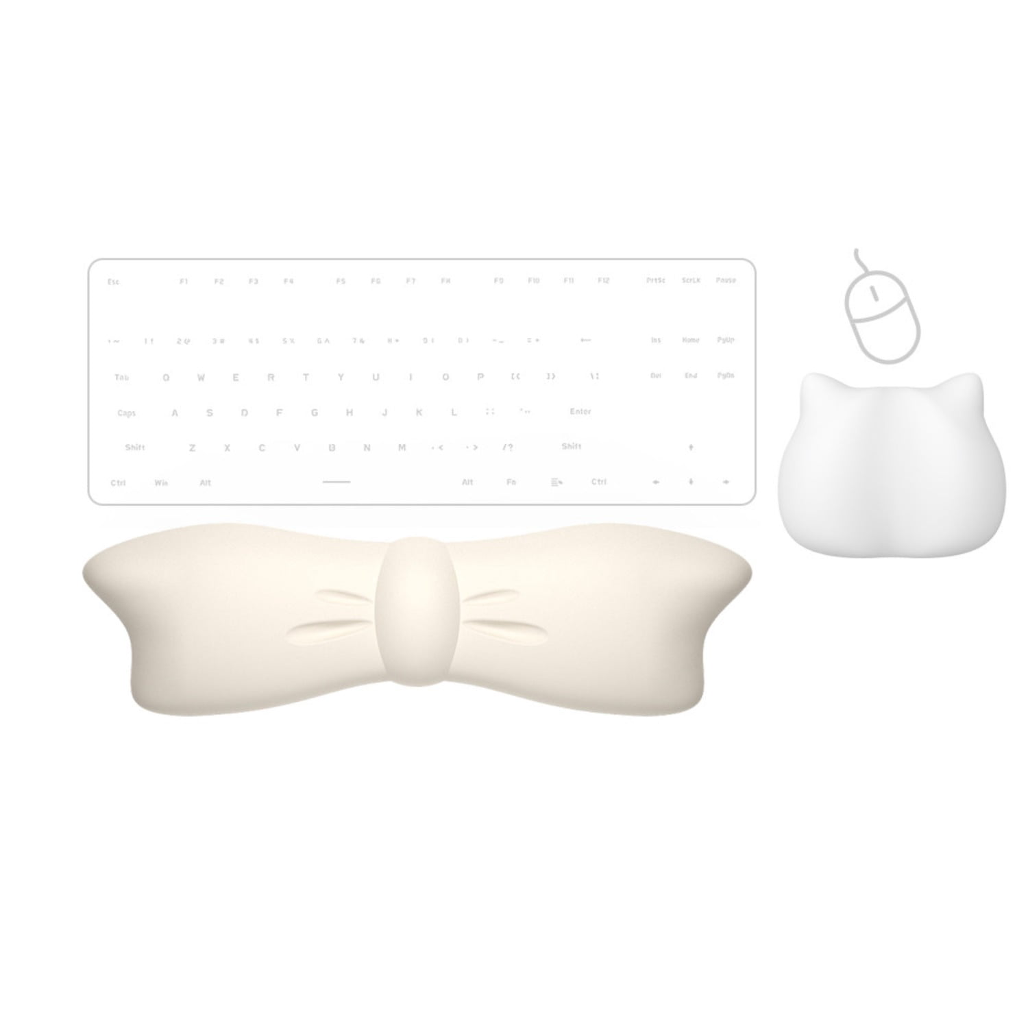 Gradient Bow Milk Silk Keyboard Wrist Rest with Memory Foam, Ergonomic Wrist Support，Mouse Wrist Support Pad for Carpal Tunnel Relief