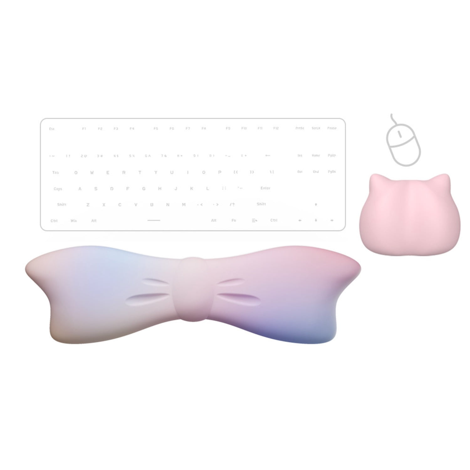 Gradient Bow Milk Silk Keyboard Wrist Rest with Memory Foam, Ergonomic Wrist Support，Mouse Wrist Support Pad for Carpal Tunnel Relief