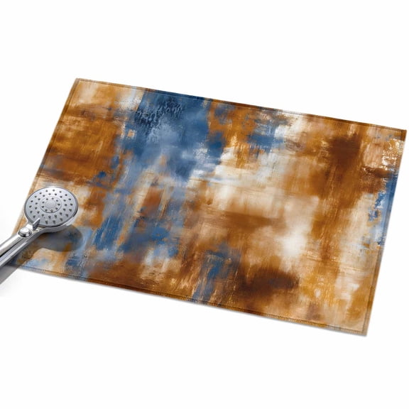 Gradient Brown Blue Washable Area Rug 2 x 3 ft Abstract Vintage Blue Brown Oil Painting, Soft Non Slip Rugs Stain Repellent Indoor Felt Carpet for Living Dining Room Bedroom Home Office