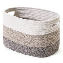 Gradient Brown Large Woven Cotton Rope Storage Basket for Books, Toys, or Decorative Shelves(1PCS)