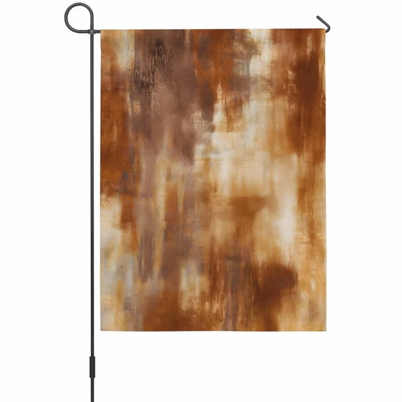 Gradient Burnt Orange Garden Flag 12 x 18 Inches, Abstract Vintage Burnt Orange Oil Painting Weather Proof Outdoor Patio Flags Double Sided Small Garden Decoration for Yard Outside Home